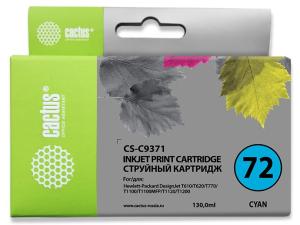 Картридж струйный Cactus CS-C9371 №72 фото голубой (130мл) для HP DJ T610/T620/T770/T1100/T1100/T1120/T1200
