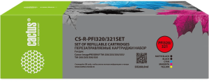 Картридж перезаправляемый струйный Cactus CS-R-PFI320/321SET набор 5шт.упак. для Canon imagePROGRAF TM-200/200MFP/205/300/300MFP/305/250/255/350/355 с чипом