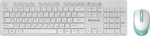 Клавиатура + мышь Defender Auckland C-987 клав:белый мышь:белый USB беспроводная Multimedia (45987)