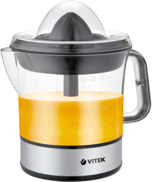 Соковыжималка цитрусовая Vitek VT-3669 25Вт рез.сок.:700мл. стальной/черный