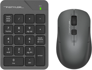 Числовой блок + мышь A4Tech Fstyler FG1600C Air клав:серый мышь:серый/черный USB беспроводная slim (FG1600C)
