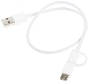 Кабель Xiaomi Mi 2-in-1 SJV4083TY USB (m)-USB Type-C (m)/micro USB (m) 0.3м белый