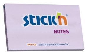 Блок самоклеящийся бумажный Stick`n 21405 76x127мм 100лист. 70г/м2 пастель сиреневый