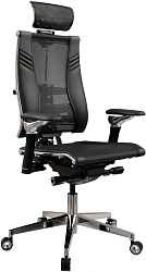 Кресло руководителя эргономичное Метта Yoga Spine Triumph B2 (Черный CC.50.15.13A) Infinity Easy Clean экокожа/сетка с подголов. крестов. алюминий хром