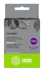 Картридж ленточный Cactus CS-TZE651 TZe-651 черный на желтом 24x8 для Brother 1010/1280/1280VP/2700VP
