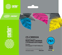 Картридж струйный Cactus CS-CM992A №761 желтый (400мл) для HP HP DesignJet T7100/Т7200 с чипом