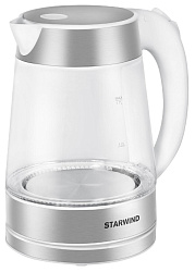 Чайник электрический Starwind SKG2011 1.7л. 2200Вт белый/серебристый корпус: стекло/металл/пластик