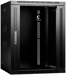 Шкаф коммутационный Cabeus (SH-05F-15U60/60-R-BK) настенный 15U 600x600мм пер.дв.стекл 60кг черный 540мм 769мм IP20 сталь