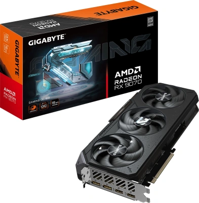 Видеокарта Gigabyte PCI-E 5.0 GV-R9070 GAMING OC-16GD 1.0 AMD Radeon RX 9070 16Gb 256bit GDDR6 2210/20000 HDMIx2 DPx2 HDCP Ret
