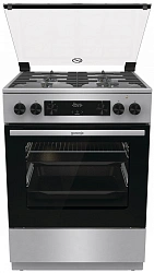 Плита Комбинированная Gorenje GKS6C72XF нержавеющая сталь (стеклянная крышка) реш.чугун