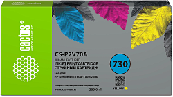 Картридж струйный Cactus CS-P2V70A №730 желтый (300мл) для HP Designjet T1600/1700/2600 с чипом