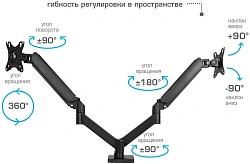 Кронштейн для мониторов Arm Media LCD-T23 черный 15"-32" макс.9кг настольный поворот и наклон