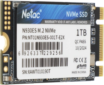 Накопитель SSD Netac PCIe 3.0 x2 1TB NT01N930ES-001T-E2X N930ES M.2 2242