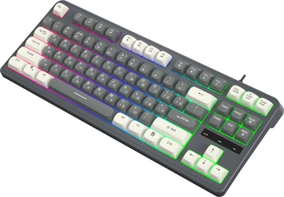 Клавиатура Оклик 711G серый/белый USB Multimedia for gamer LED (1790385)