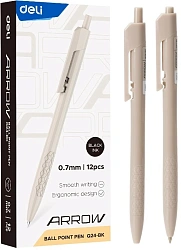 Ручка шариков. автоматическая Deli Arrow EQ24-BK прозрачный/белый d=0.7мм черн. черн.