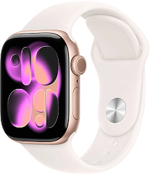 Смарт-часы Apple Watch Series 11 A3331 42мм OLED корп.розовое золото Sport Band рем.белый разм.брасл.:150-200мм (MEU44LW/A)