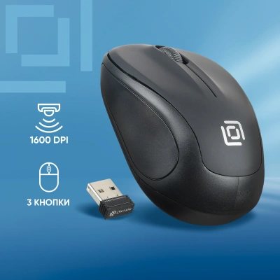 Мышь Оклик 665MW черный оптическая 1600dpi беспров. USB для ноутбука 3but (1025130)
