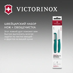 Набор нож/овощеч. Victorinox Swiss Classic 6.7114.21C1 компл.:2предм. зеленый европодвес