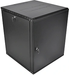 Шкаф коммутационный ЦМО ШРН-Эконом (ШРН-Э-12.350.1-9005) настенный 12U 600x350мм пер.дв.металл направл.под закл.гайки 85кг черный 300мм 15.39кг 180град. 608мм IP20 сталь
