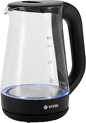 Чайник электрический Vitek VT-8803 1.7л. 2200Вт черный корпус: стекло