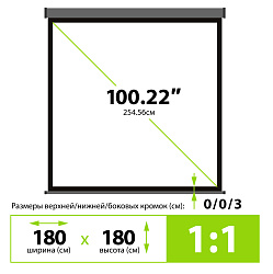 Экран Cactus 100.22" 180x180см Wallscreen CS-PSW-180X180-SG 1:1 настенно-потолочный рулонный серый