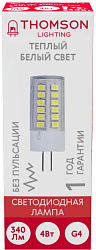 Лампа светодиодная Thomson TH-B4226 4Вт цок.:G4 капсул. 12B св.свеч.бел.теп. (упак.:1шт)