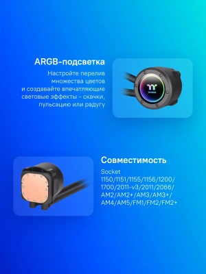 Система водяного охлаждения Thermaltake TH280 V2 ARGB Soc-AM5/AM4/1200/1700/1851 черный 4-pin 34.7dB Al+Cu Ret (CL-W375-PL14SW-A)