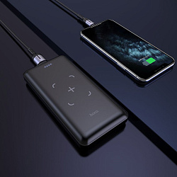 Мобильный аккумулятор Hoco J50 Surf 10000mAh 5W 2A USB-A беспров.зар. черный