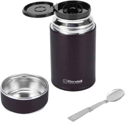 Термос для еды Rondell Tierno RDS-1661 0.7л. бордовый с чехлом картонная коробка