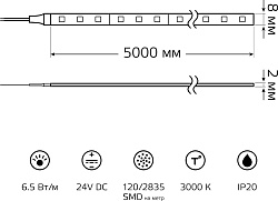 Лента светодиод. Gauss SMD 5м (312000165)