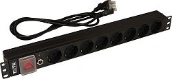 Блок распределения питания Lanmaster TWT-PDU19-10A8P-3.0 гор.размещ. 8xSchuko базовые 10A Schuko 3м
