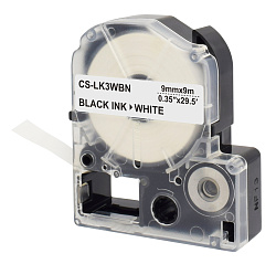 Картридж ленточный Cactus CS-LK3WBN LK-3WBN черный на белом 9x9 для Epson LW300/LW400/LW700/LW600P/LW1000P/K400/Z700/Z900