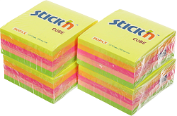 Блок самоклеящийся бумажный Stick`n 21203 51x51мм 250лист. 70г/м2 неон 5цв.в упак.