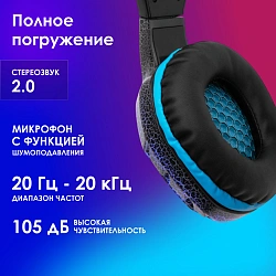 Наушники с микрофоном Оклик HS-L400G ZEUS черный/синий 2.2м мониторные оголовье (359480)