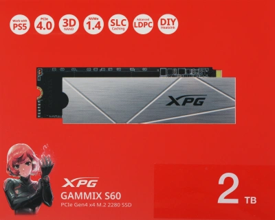 Накопитель SSD A-Data PCIe 4.0 x4 2TB AGAMMIXS60-2T-CS Gammix S60 XPG M.2 2280