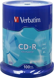 Диск CD-R Verbatim 700Mb 52x Cake Box (100шт) (43411)
