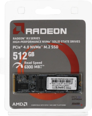 Накопитель SSD AMD PCIe 4.0 x4 512GB R3MP40512G8 Radeon M.2 2280