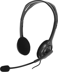 Наушники с микрофоном Logitech H110 темно-серый 1.8м накладные оголовье (981-000472)