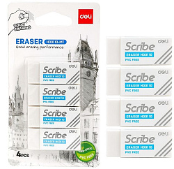 Набор ластиков Deli EH00110-MT Scribe прямоугольный 40х17х12мм белый блистер (4шт)