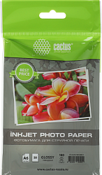 Фотобумага Cactus CS-GA618050ED A6/180г/м2/50л./белый глянцевое для струйной печати