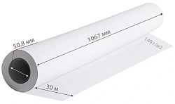 Бумага Cactus CS-PC140-106730 42"(A0+) 1067мм-30м/140г/м2/белый матовое универсальная (с покрытием) втулка:50.8мм (2")