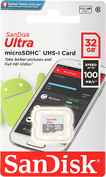 Флеш карта microSDHC 32GB Sandisk SDSQUNR-032G-GN3MN Ultra w/o adapter