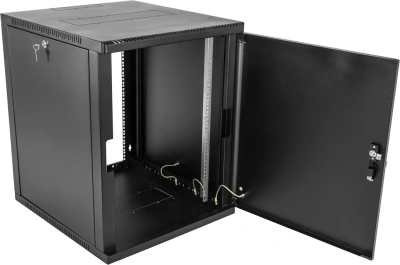 Шкаф коммутационный ЦМО (ШРН-12.350.1-9005) настенный 12U 600x359мм пер.дв.стекл 200кг черный 300мм 14кг 180град. 612мм металл