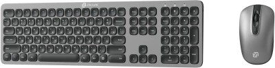 Клавиатура + мышь Оклик 300M клав:серый мышь:серый/черный USB беспроводная slim (1488402)