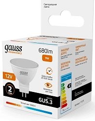 Лампа светодиодная Gauss Elementary 11519 9Вт цок.:GU5.3 софит 12B св.свеч.теп.св./дневн. (упак.:1шт)