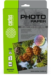 Фотобумага Cactus CS-GA6230100 10x15/230г/м2/белый/100л. глянцевое для струйной печати