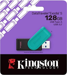 Флеш Диск Kingston 128GB DataTraveler Exodia S DTXS/128GB USB3.0 бирюзовый/черный
