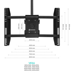 Кронштейн для телевизора Onkron N3L черный 40"-80" макс.50кг потолочный наклон