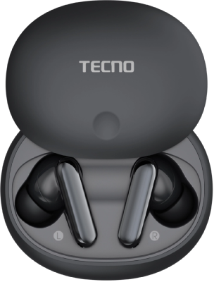 Гарнитура внутриканальные Tecno TU01 черный беспроводные bluetooth в ушной раковине (TU01 AIR ELEGANT BLACK)