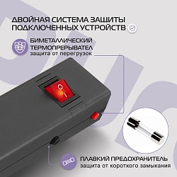 Сетевой фильтр Buro 600SE-1.8-B 1.8м (6 розеток) черный (коробка)